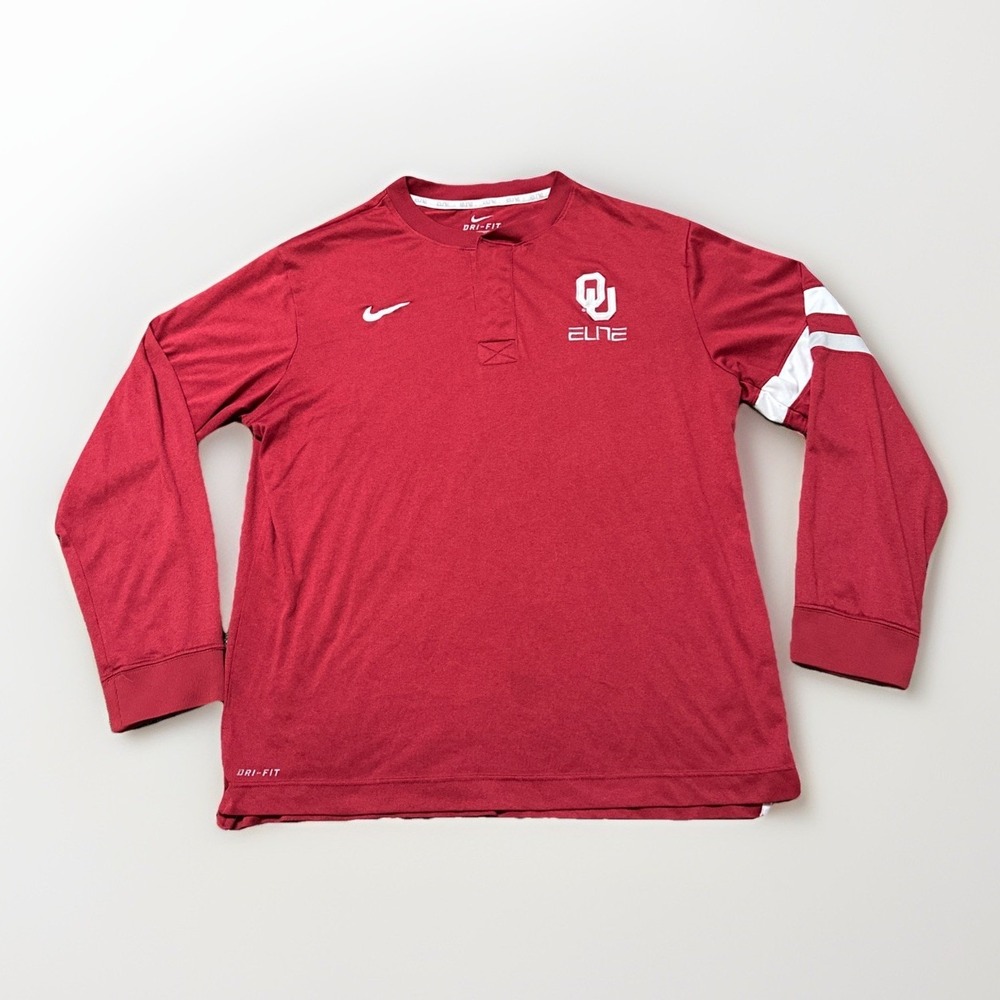 Oklahoma Sooners Men's‎ Large Nike Elite Long Sleeve Basketball Snap Shirt